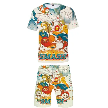 Priložnostno Igro Super Smash Bros. Končni Kompleti, za Moške Kratek Sleeve majica s kratkimi rokavi in Beach kratke hlace Komplet 3D Poletje Tshirt Plaža hlače 4XL 168402