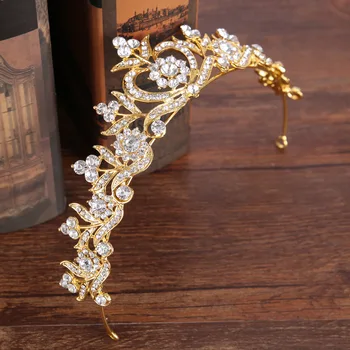 Zlato zlitine krono tiara ženske cvet crown princess poroka pribor za lase glavo poročne krono nakit