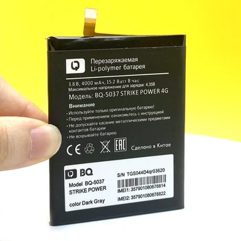 NOVI Originalni 4000 mah Baterija Za BQ-5037 Stavke Moč 4G Telefon Visoke Kakovosti+Številko za Sledenje