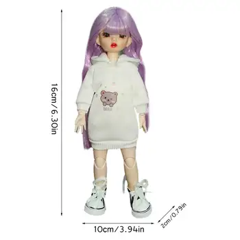16 cm BJD Lutka 3D Oči Bjd Plastično Lutko Igrače Za Dekleta Dolgo Lasuljo Nastavljiv Žogo Spojen Lutka DIY Igrače Moda Božično Darilo