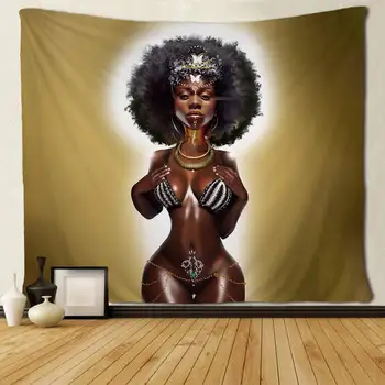 Black Art Afriško Ameriške Ženske Afro Seksi Bikini Ženske Tapiserije Edinstvena Umetnost