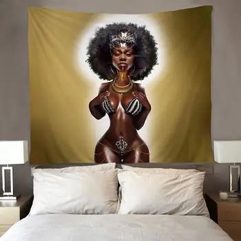 Black Art Afriško Ameriške Ženske Afro Seksi Bikini Ženske Tapiserije Edinstvena Umetnost