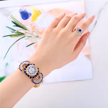 Trend Diamond Nosilec Band Ring Zapestnico Watch Evropski in Ameriški Modni Krasen Nosorogovo Ženski Quartz uro 16962