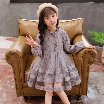 2021 Nov Modni Baby Dekleta Obleke Z Dolgimi Rokavi Cooton Cvjetnim Tiskanja Obleke Srčkan Otrok Počitnice Plaže Oblačila 6 8 10 12 Let