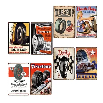 Pnevmatike Plakat Slikarstvo Prijavite Dekoracija Plošče Kovinske Vintage Avto Garažo Wall Art Retro Dekoracijo Doma Dekor 20x30cm