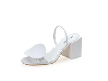 Poletje nov slog kvadratnih sandali ženske kvadratnih debele pete modno osebnost velikost 42 43 beli sandali