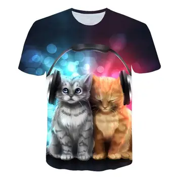 Tovarniško ceno novo poletje Kawayi mačka moških in žensk super-velika 3d t-shirt svoboden kratka sleeved priložnostne kul niz o ovratnik bre