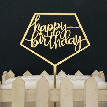 Ustvarjalne Happy Birthday Cake Zastavo Pokrivalo Zlato Geometrijskih Torto Zastave Za Rojstni Dan Torta Peko Dekor Rojstni Dan Torta Zastav