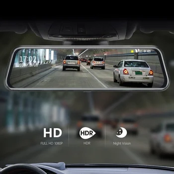 4.3/7/10 Palcev Zaslon na Dotik 1080P Avto DVR Night Vision Media Pomišljaj Fotoaparat Dvojno Objektiv Video Snemalnik Rearview Mirror Zadnje kamere