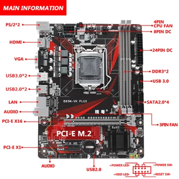 JGINYUE B85 Motherboard 1150 LGA Za I3 I5, I7 Xeon E3 1150 Procesor DDR3 16 G 1333/1600MHZ Spomin M. 2 NVME USB3.0 B85M-NK PLUS