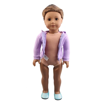 Vijolična 43 cm Novega Baby Doll Hoodie Moda Zadrgo Jakna za Prosti Ujemanje Hlače Za 18 Inch Ameriški Lutka Dodatki