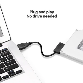 Za Notebook Optical Drive Line Optični USB 2.0 Adapter 6P+7P SATA Na USB Slim Cd-rom Kabel 13-Pin Adapter Polje Moči 0.35 M