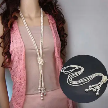 2021 Nov modni Divje moda korejski imitacije pearl multi-layer vozlane ogrlica Za Ženske dekle, Pribor, nakit, trgovina