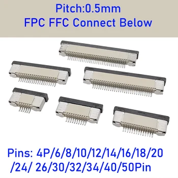 10Pcs FPC FFC Ravno Kabel PCB Vtičnice, Konektorji 0,5 mm Igrišču FPC SMT ZIF Povezavo Spodaj 4P/6/8/10/12/14/16/18/20/ 24/26/30/40/50Pin