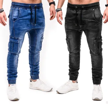 2020 Jeseni, Pozimi Novih Moških Stretch-fit Jeans Business Casual Klasični Slog, Moda Traper Hlače Moški Črno Modre Hlače