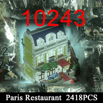 MOC 10243 Pariški Restavraciji 2418Pcs Opeke Stavbe Mesto Street View Serijo Blokov 15010 Izobraževanje Igrače Dekle Darila