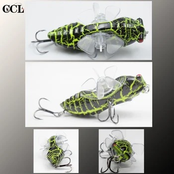 7.5 CM 15.5 G Towater Cicada Vab Vrtenja Dvojno Propeler Krila Umetne Vabe, ki Plava Wobbler Insektov Ribištvu Tackle 3D Oči