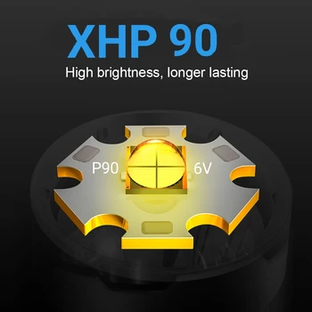2021 NOVO XHP90 Potapljaška Svetilka Močna Led Svetilko XHP70 Potop 300m Delo Lučka Svetli luči IP68 Vodotesen Polnilna Svetilka