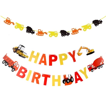 1Set Kopač Vozila Garland vozilo Gradnjo Happy Birthday Transparenti Baby Tuš Otroci Fantje Rojstni dan Dobave Dekor