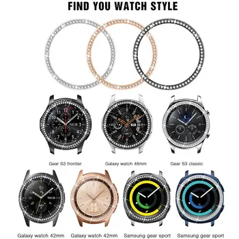 Bling Ploščo Za Samsung Galaxy Watch 46mm 42mm/ Prestavi S3 Meje Diamond Kovinski Obroč Samolepilna Kuverta Anti Watch Dodatki za Odbijač