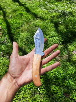 YUTPA Lovski Nož Bushcraft Kampiranje Nož 59HRC Fiksno Rezilo Visoko Ogljikovega Jekla, Ročno Kovane 4116 iz Nerjavečega Jekla Oreh Ročaj