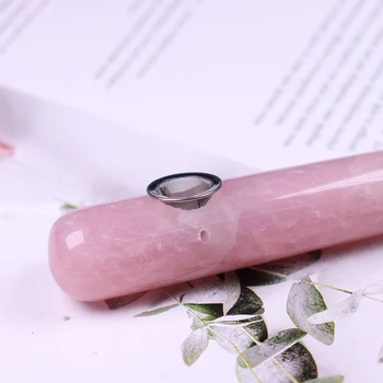 1pc Naravni kristalni kamen Rose quartz Crystal Magic Wand Kajenje Pipe roza kristalno Cigaret Cevi Zdravilni Kamen