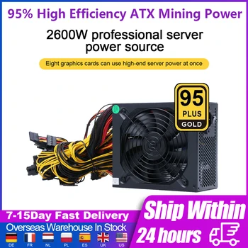 2400W/2000W/1800W Rudar Napajanje 95% Visoka Učinkovitost AC 180-260V Aktivni PFC ATX Moč Kartice GPU za Bitcoin Mining Rudar