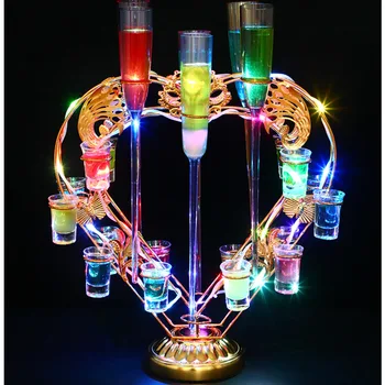 Svetlobna Pokal rack ustvarjalne osebno bar števec natakar vinski stojalo v obliki srca cocktail stojalo svetlobna bullet Pokal rack