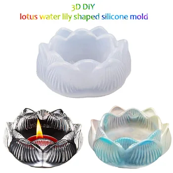 3D DIY Lotus Water Lily Obliko Silikonsko Plesni Epoksi Smolo Nakit Obrti Škatla za Shranjevanje Smolo Plesni 177254