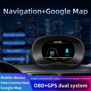P20 Avtomobilsko Navigacijo Različica HUD Glavo gor Prikaza GPS/OBD2 Dvojni Sistem HD Barvni Zaslon Vetrobransko steklo Hitrost Projektor Varnostni Alarm