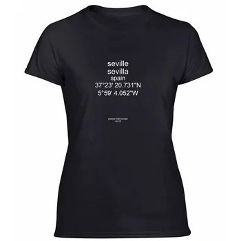 Oblikovanje Sevilla Mestih T-Shirt Ženske, Bombaž Harajuku Tshirts Posadke Vratu Ženski Kratek Rokav Tee Shirt Hiphop Vrhovi