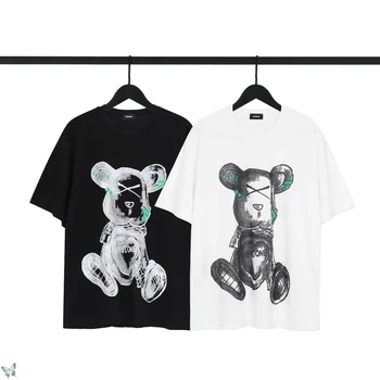 Welldone T-shirt Teddy Bear Spray Zamegljen Risanka Dobro Opravljeno Oversize T Shirt Casual Moški Ženske Hip Hop Top Tees