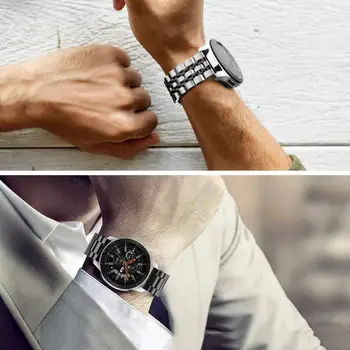22 mm 20 mm Watch Band za Samsung Galaxy Watch 3 trak 45mm Prestavi S3 46mm 42mm iz Nerjavečega Jekla Kovinska Zapestnica za Amazfit Trak
