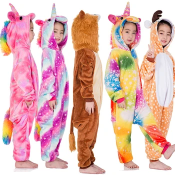 Fant Dekle Lisica Samorog Pižamo Onesie Otroci Kigurumi Anime Panda Pijamas Pozimi Toplo Ženske Spavaćica Unicornio Sleepwear Kombinezon