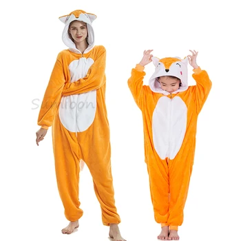 Fant Dekle Lisica Samorog Pižamo Onesie Otroci Kigurumi Anime Panda Pijamas Pozimi Toplo Ženske Spavaćica Unicornio Sleepwear Kombinezon