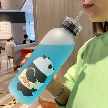 1000ml kungfu Panda Prozorno Plastično Steklenico, Risanka, Motnega, Steklenice za vodo Neprepustnih Drinkware Srčkan Študent Dekle Darilo Pokal