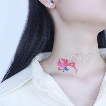 Tattoo Nalepke Začasno črnilo Rdeči Pajek kača Lily Kitajski slog majhen cvet nepremočljiva ponaredek Tatto flash Tattoo, za žensko dekle
