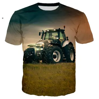 Prevelik 3D Tiskanja Nov Avto, Traktor Majica s kratkimi rokavi Moški Hip Hop Ropa Hombre Priložnostne Ulične Fant T-Shirt Moški T-Shirt Vrhovi Moška Oblačila