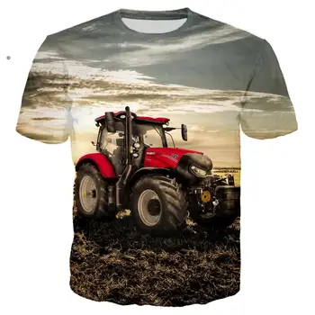 Prevelik 3D Tiskanja Nov Avto, Traktor Majica s kratkimi rokavi Moški Hip Hop Ropa Hombre Priložnostne Ulične Fant T-Shirt Moški T-Shirt Vrhovi Moška Oblačila