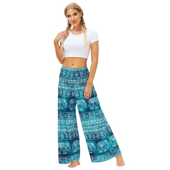 2021 nove vroče tie-dye digital print žensk priložnostne široko noge hlače poleti naravnost hlače priložnostne poletje hlače