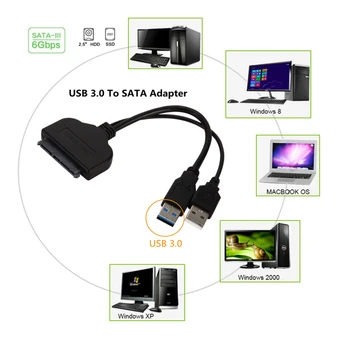 PzzPss USB, SATA 3 Kabel Sata Na USB 3.0 Adapter Do 6 Gbps Podporo 2.5 Inch Zunanji SSD HDD Trdi Disk 22 Pin Sata III A25 2.0 18227