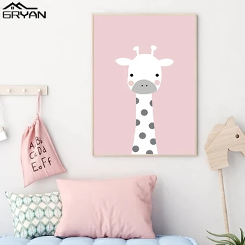 Žirafa Zajček Zajec Natisne Slikarstvo Wall Art Cartoon Živali Vrtec Platno Plakat Otroci Radi Citiram Star Baby Dekleta Soba Slike