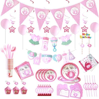 Baby tuš doma stranka dekoracijo baby roza slona dekle rojstni dan dekoracijo zbiranje baby dekle, star eno leto za rojstni dan