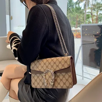 Vroče Prodaje Retro Slog Vrečko Ženske Nov Modni Divje Teksturo Kvadratek Vrečke Trend Dame Rami Messenger Bag