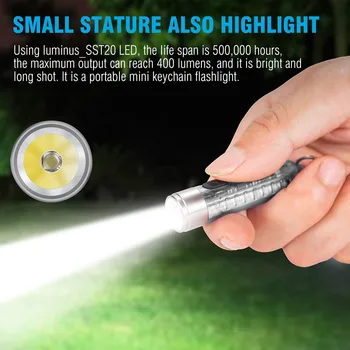 BORUiT Mini SST20 LED Svetilka Tipa C Polnilna Keychain Flashtorch Self-Defense Taktično Prenosni Razsvetljavo