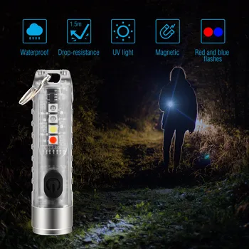 BORUiT Mini SST20 LED Svetilka Tipa C Polnilna Keychain Flashtorch Self-Defense Taktično Prenosni Razsvetljavo