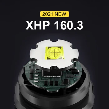 800000 LM XHP160.3 najmočnejših COB LED Svetilko, Baklo USB Polnilne Taktično Flash Svetlobe Lov Prenosni XHP70.2 Luč