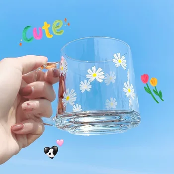W&G, Creative Stekla Ins Srčkan Malo Daisy Zajtrk Pokal Preprost, Pregleden Gospodinjski visoke zmogljivosti Vode Pokal