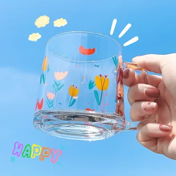 W&G, Creative Stekla Ins Srčkan Malo Daisy Zajtrk Pokal Preprost, Pregleden Gospodinjski visoke zmogljivosti Vode Pokal