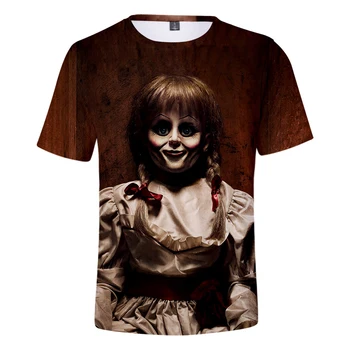 Annabel Moški Ženske Horror Film Annabel Tiskane 3D T-shirt Moda Priložnostne Harajuku Smešno Risanka O-Vratu, Kratka Sleeved T Srajce